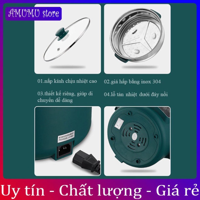 Nồi Lẩu Mini Đa Năng Xào, Hấp, Chiên, Nấu Cơm, Nấu Cháo - Bếp Điện Thông Minh Đa Năng Mini (Kèm Bộ Dụng Cụ 6 Món)