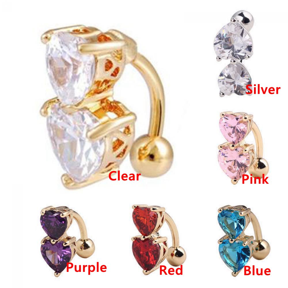 Khuyên Rốn Hình Trái Tim Đính Đá Thời Trang Cho Nữ