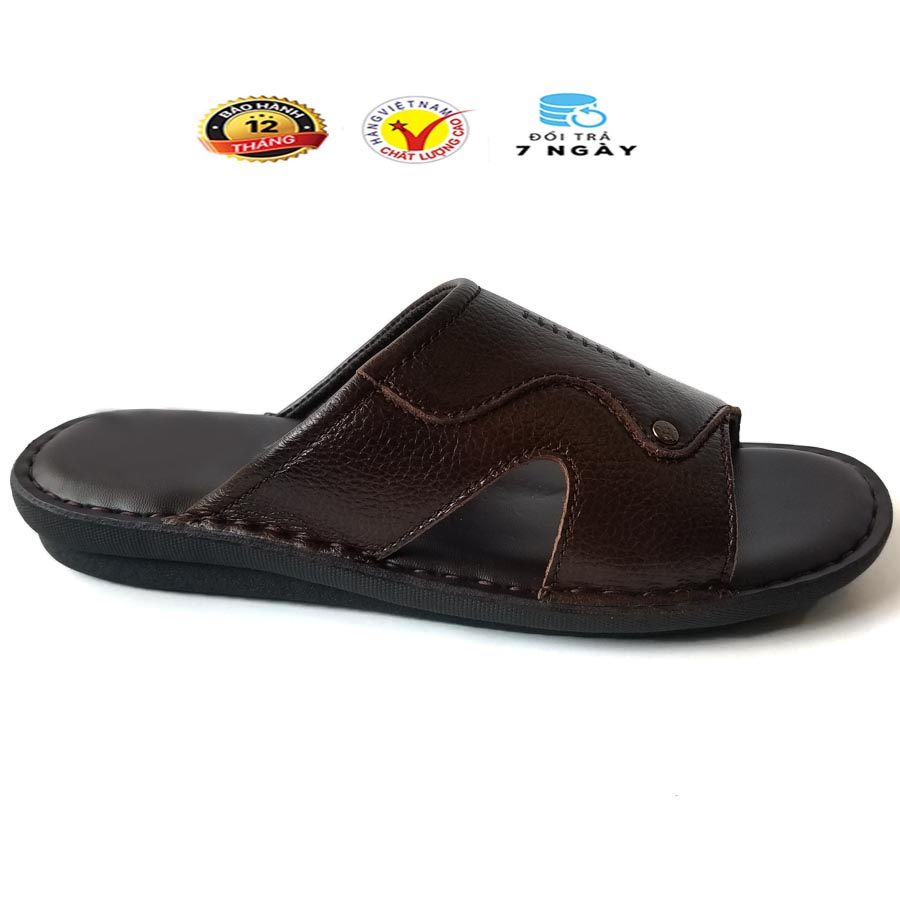 Dép Da Nam Da Bò, Dép Nam Quai Ngang Da Bò Thật Cao Cấp HKT Shop DN106