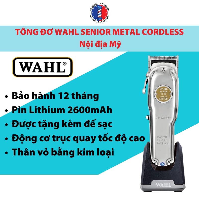 Tông Đơ Wahl Senior Metal Cordless Không Dây - Nội địa Mỹ - BH 12 Tháng