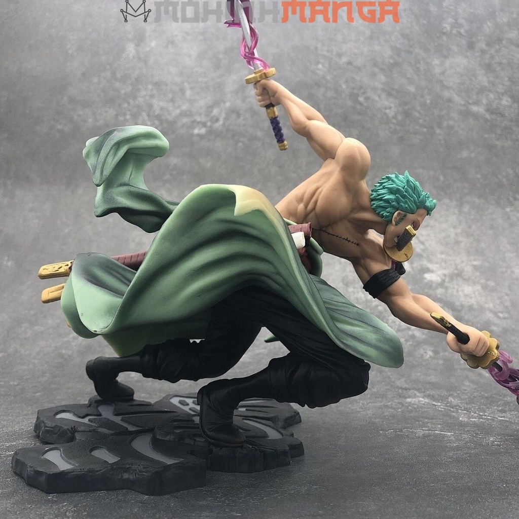 Mô hình Roronoa Zoro tam kiếm có hiệu ứng cao 18cm trong truyện tranh anime One Piece Đảo Hải Tặc Luffy