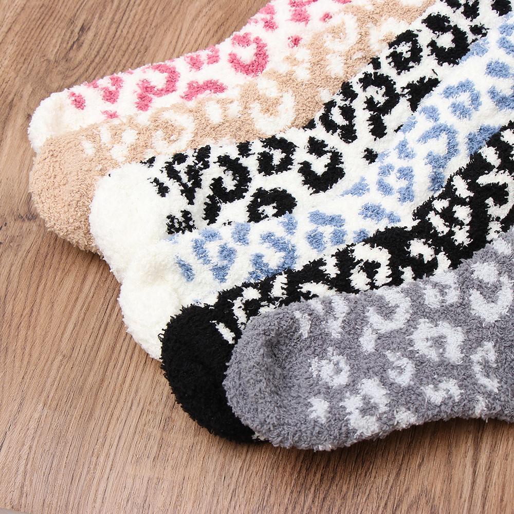 DIACHAVN Vớ Nhung San Hô Mềm Mại In Họa Tiết Da Báo Cho Nam Và Nữ