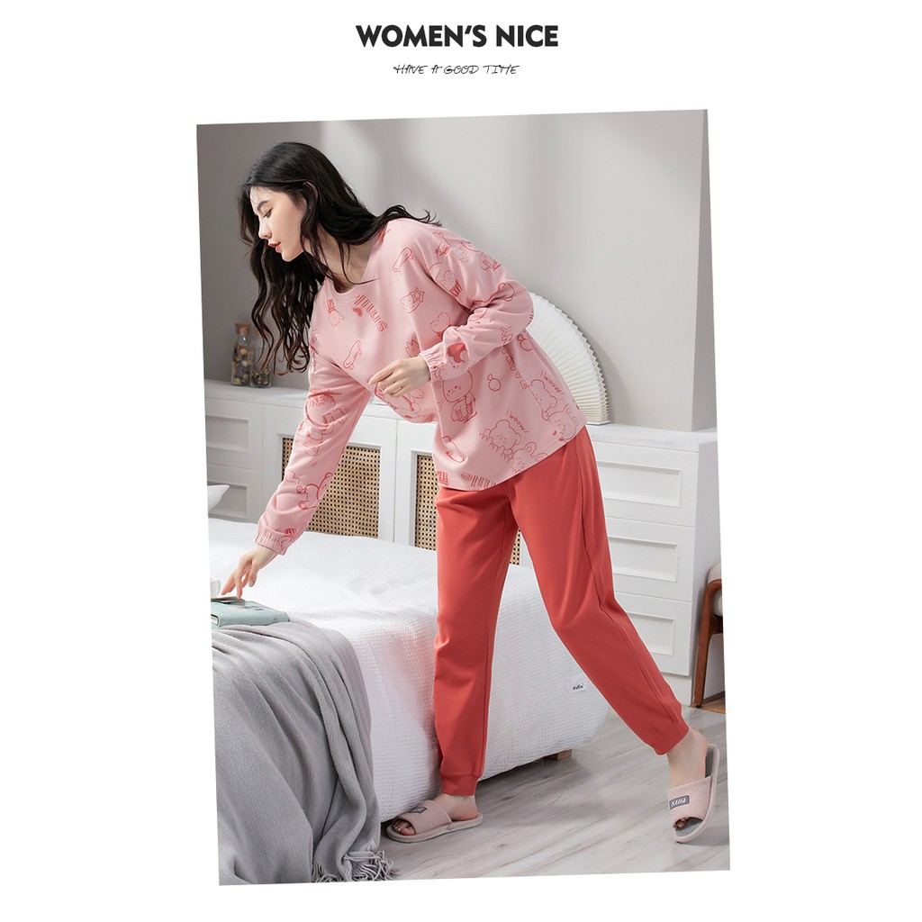 Đồ mặc nhà nữ thu đông chất cotton mịn đẹp - MH5126