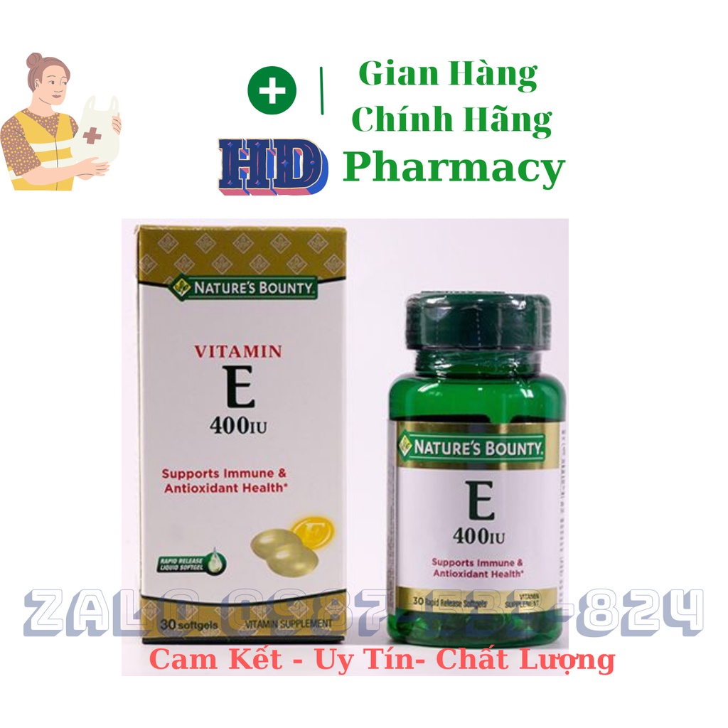 VITAMIN E- 400 UI. NHẬP KHẨU TỪ MỸ HỘP 30 VIÊN