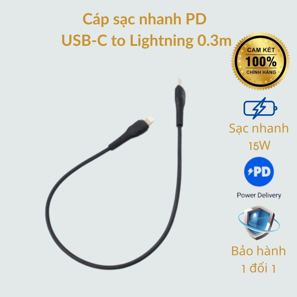 Cáp sạc ip,Cáp sạc nhanh PD USB-C 0.3m ivalue Unitary TPE