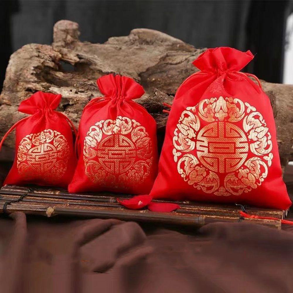 Túi Vải Dây Rút Thêu Họa Tiết Sáng Tạo Theo Phong Cách Năm Mới