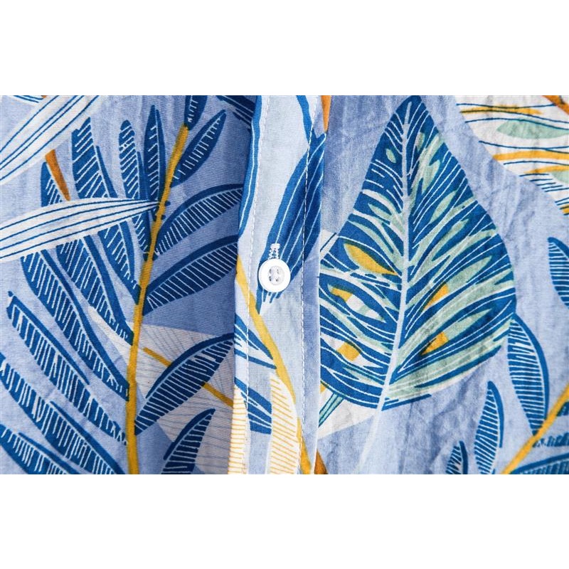 ( Hàng Mới ) Áo Sơ Mi Hè Ngắn Tay Phối Họa Tiết Loang Đen, Lụa Chéo Du Lịch Hoạt Động Hè Thoái Mải Mã T992