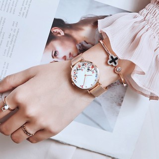 Đồng hồ nữ dây kim loại Aborni Hoa Thanh Lịch