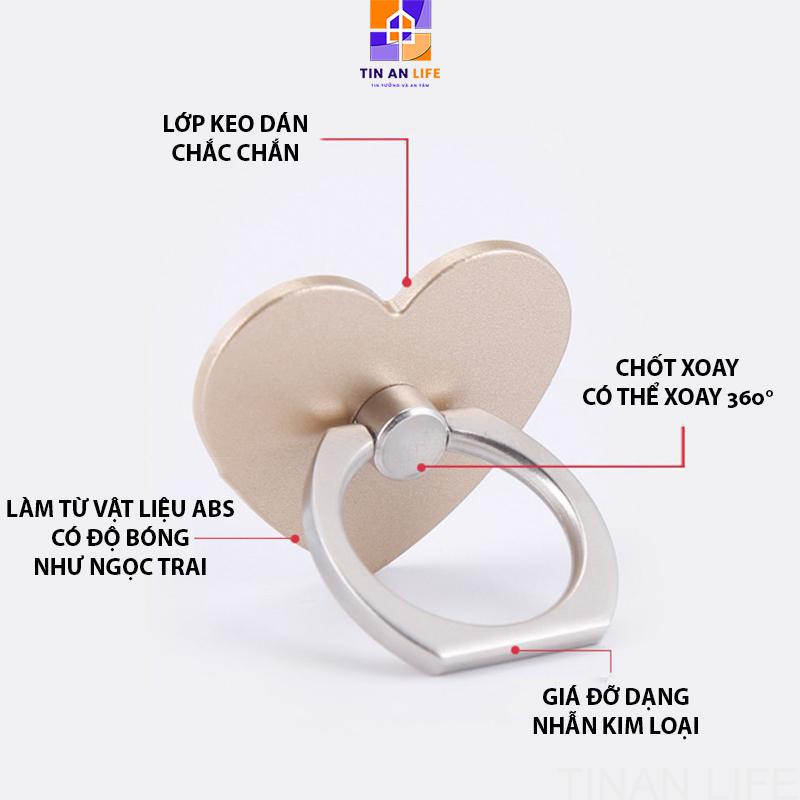 Giá đỡ điện thoại di động hình trái tim, Giá đỡ dạng nhẫn xoay 360° đa năng