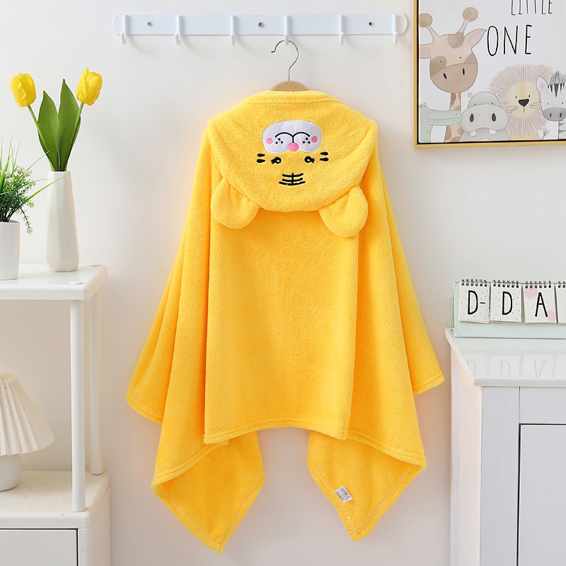 Áo Choàng Tắm Có Nón Bằng Lông Cừu San Hô Hình Vịt Picachu Ếch Hoạt Hình Dành Cho Bé Bơi Lội