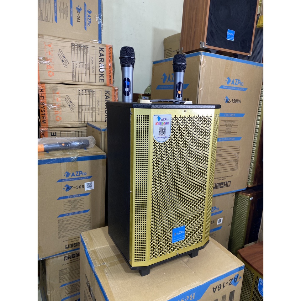 Loa kéo Azpro 1108A - Bass 25 (Có Reverb) - 2 Micro không dây