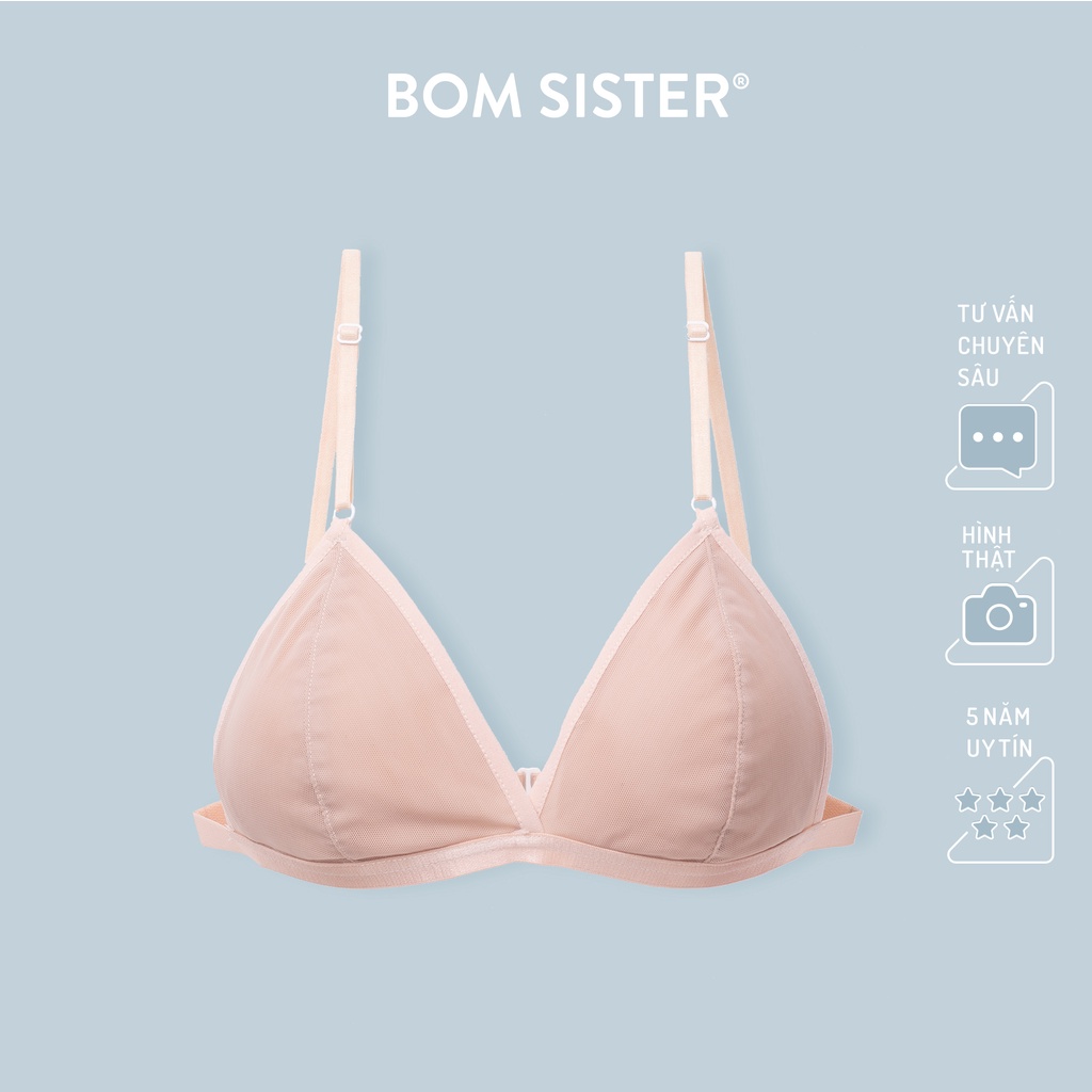 Áo lót không mút không gọng chất lưới màu trơn có thể thêm mút nâng ngực tự nhiên BOM SISTER BR0015