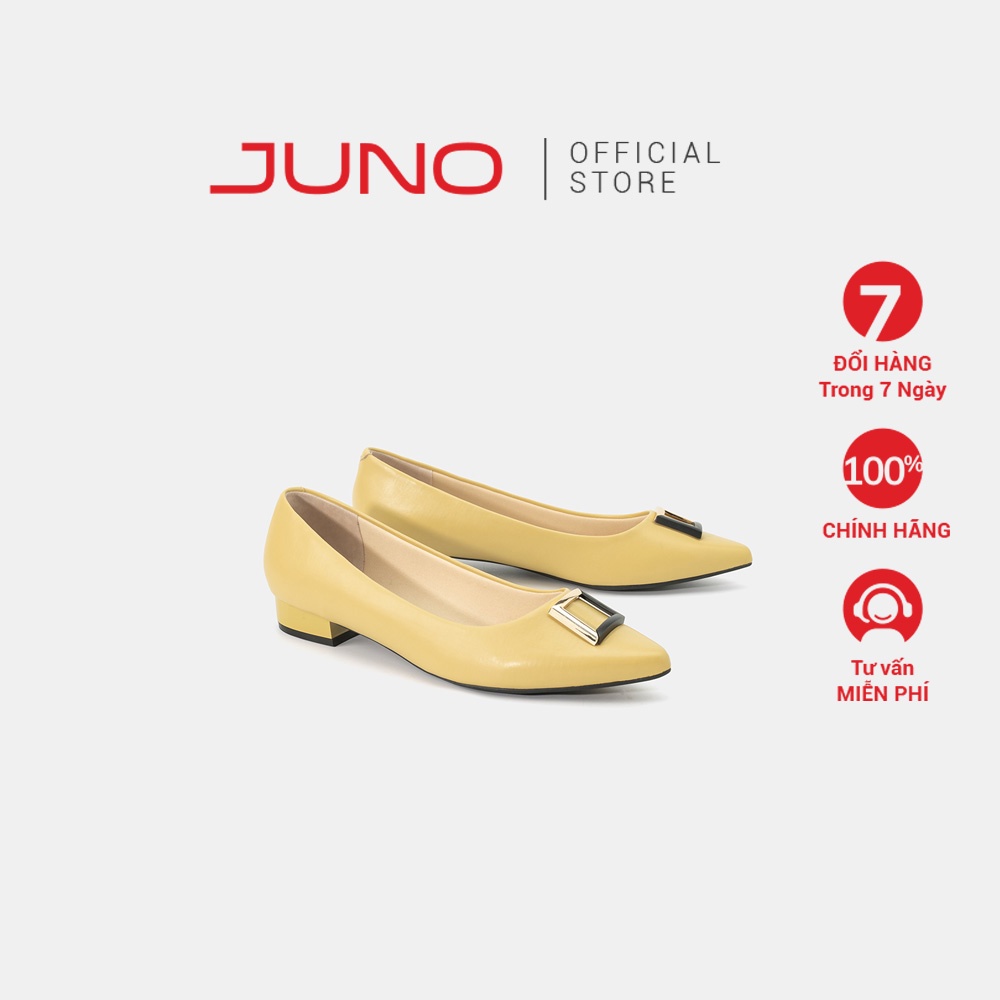 Giày Búp Bê JUNO Mũi Nhọn Đính Khóa Trang Trí BB03066