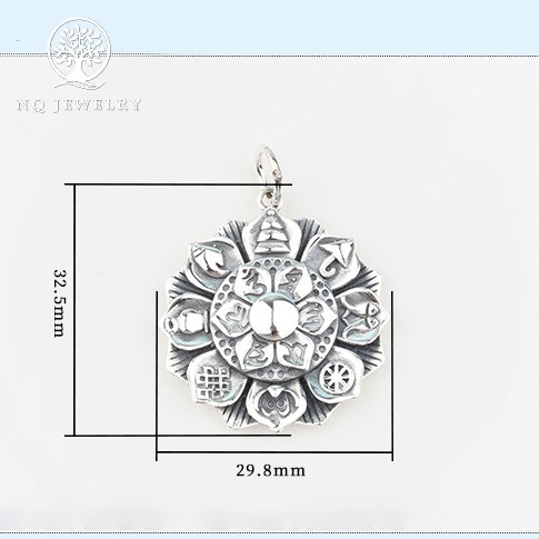 Charm bạc hoa sen có họa tiết treo - NQ Jewelry
