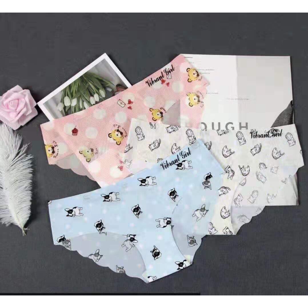 SET 10 QUẦN LÓT SU LẠNH KHÔNG ĐƯỜNG MAY IN HÌNH CUTE DỄ THƯƠNG