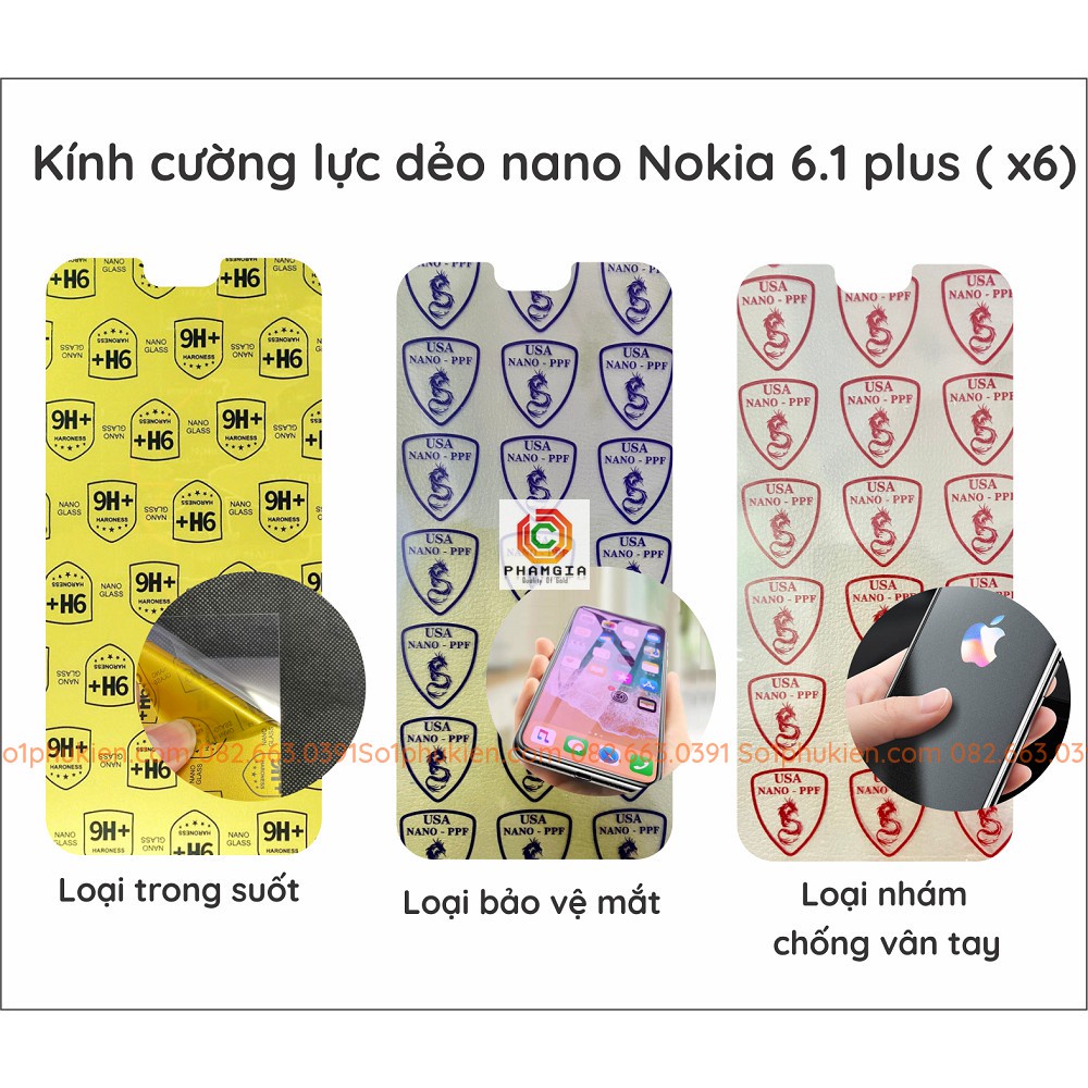 Dán kính cường lực dẻo nano nokia 5.1+(plus) (x5) / 6.1+(plus) (x6) / 8.1 (x7) trong suốt, siêu bền