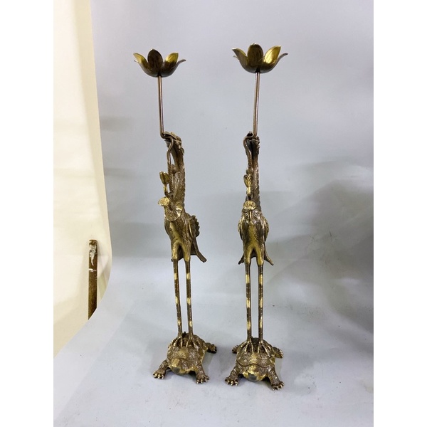 Đôi hạc thờ bằng đồng màu giả cổ 35cm