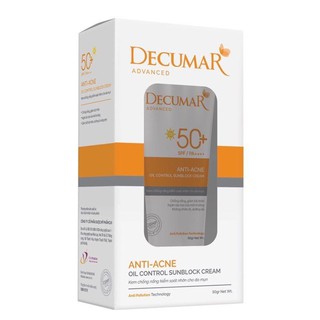 Kem chống nắng kiểm soát nhờn cho da mụn - decumar - tuýp 50g