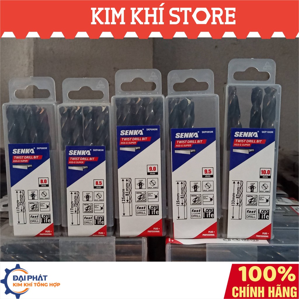 Mũi khoan inox SENKA Pro series thép gió HSS-G đạt chuẩn DIN 338 của Đức đủ kích thước (dòng M 5mm-9.5mm)