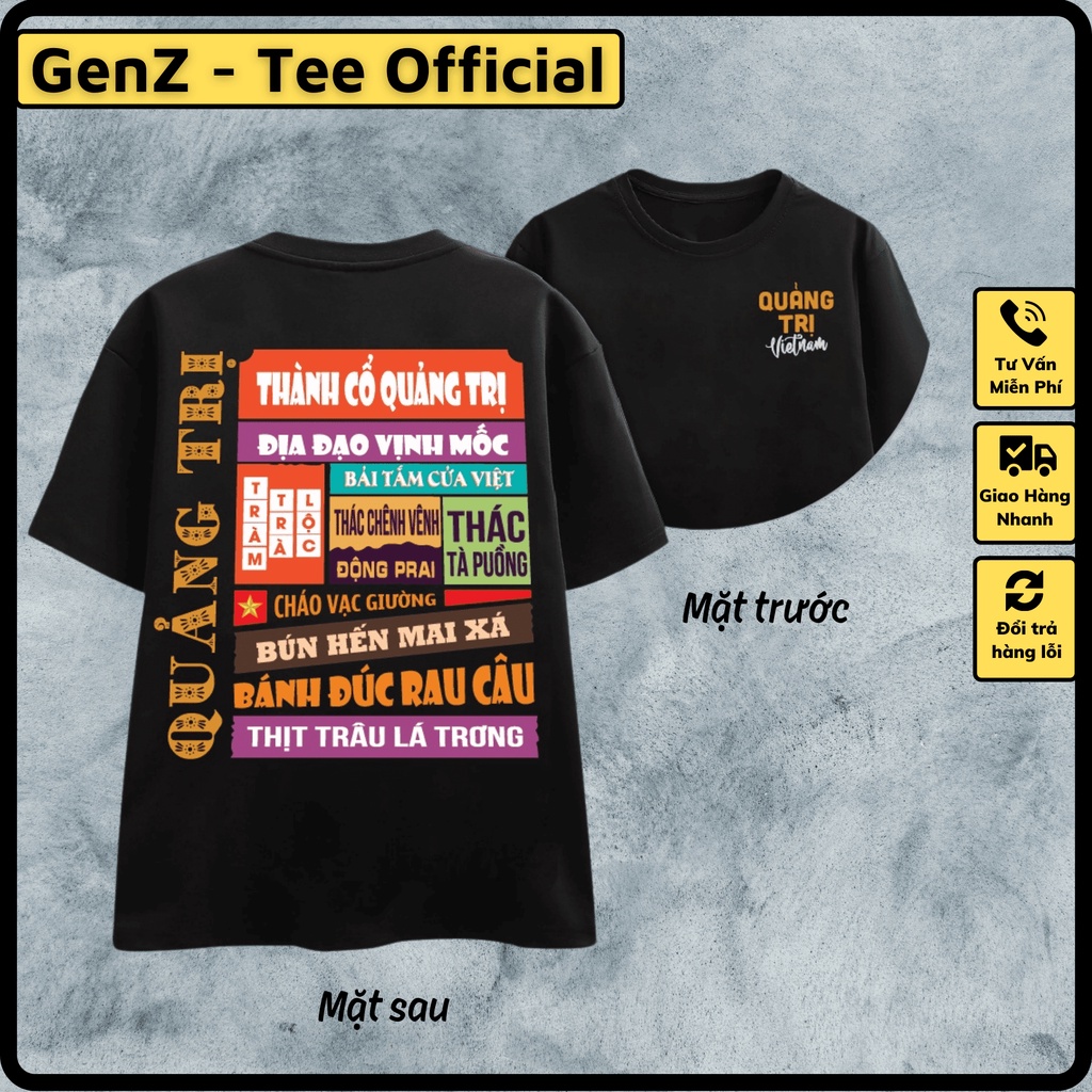 Áo Thun Local Brand Tỉnh Quảng Trị, Áo 63 Tỉnh Thành Nam Nữ Form Rộng Unisex Genz Cá Tính