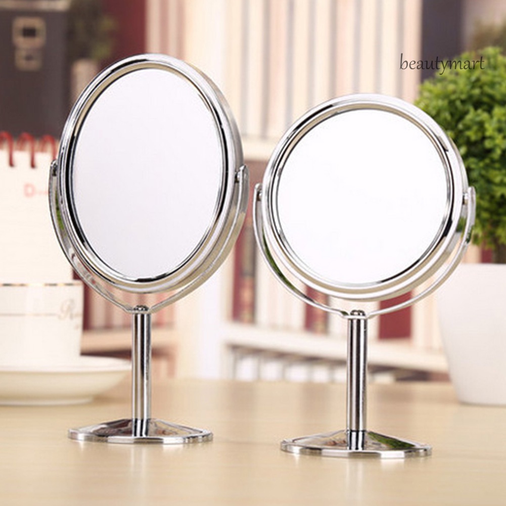 [Hàng mới về] Gương trang điểm 2 mặt phóng đại 1:2 hình oval có chân đỡ tiện lợi