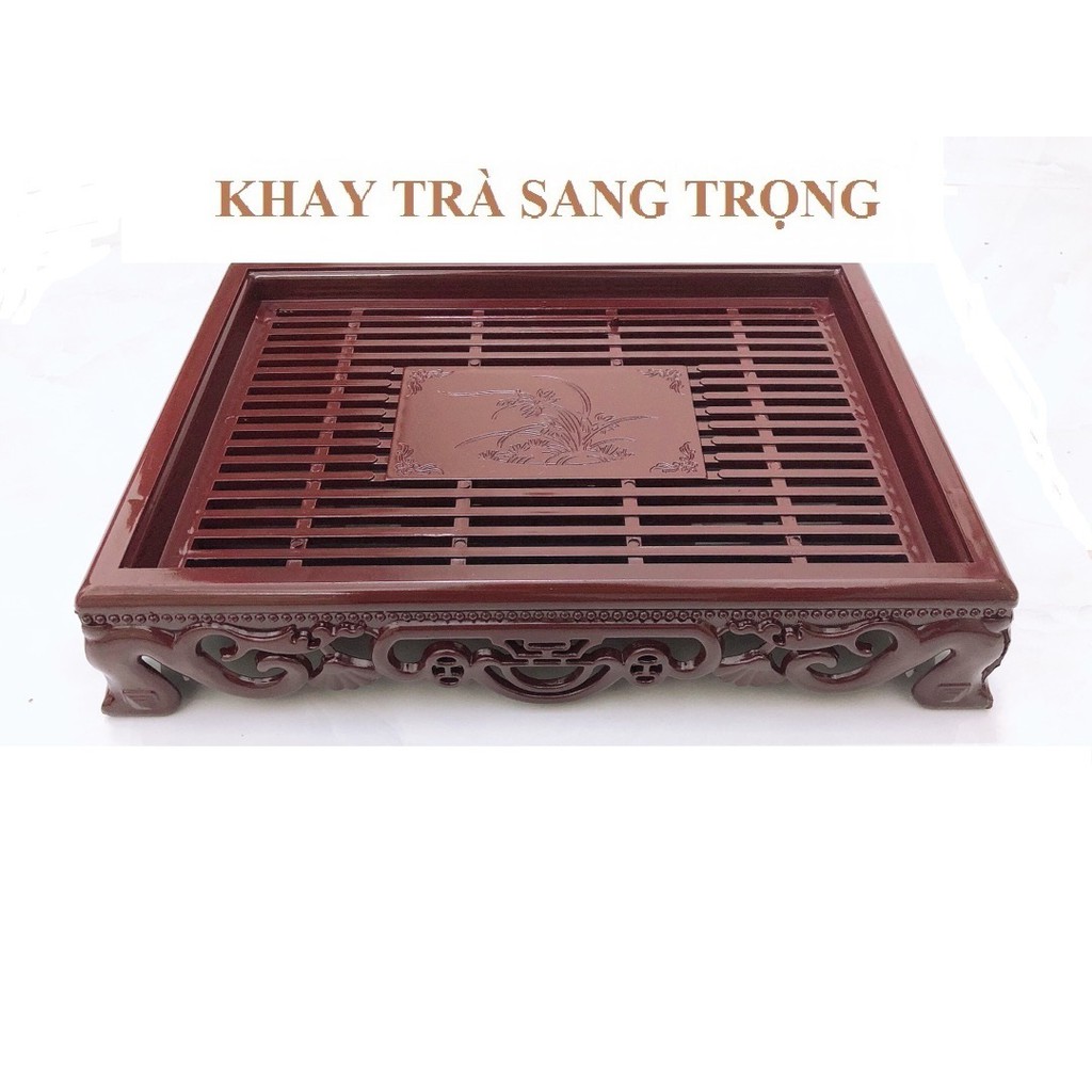 Khay trà giả gỗ chữ nhật sang trọng kiểu dáng mới cho mọi nhà
