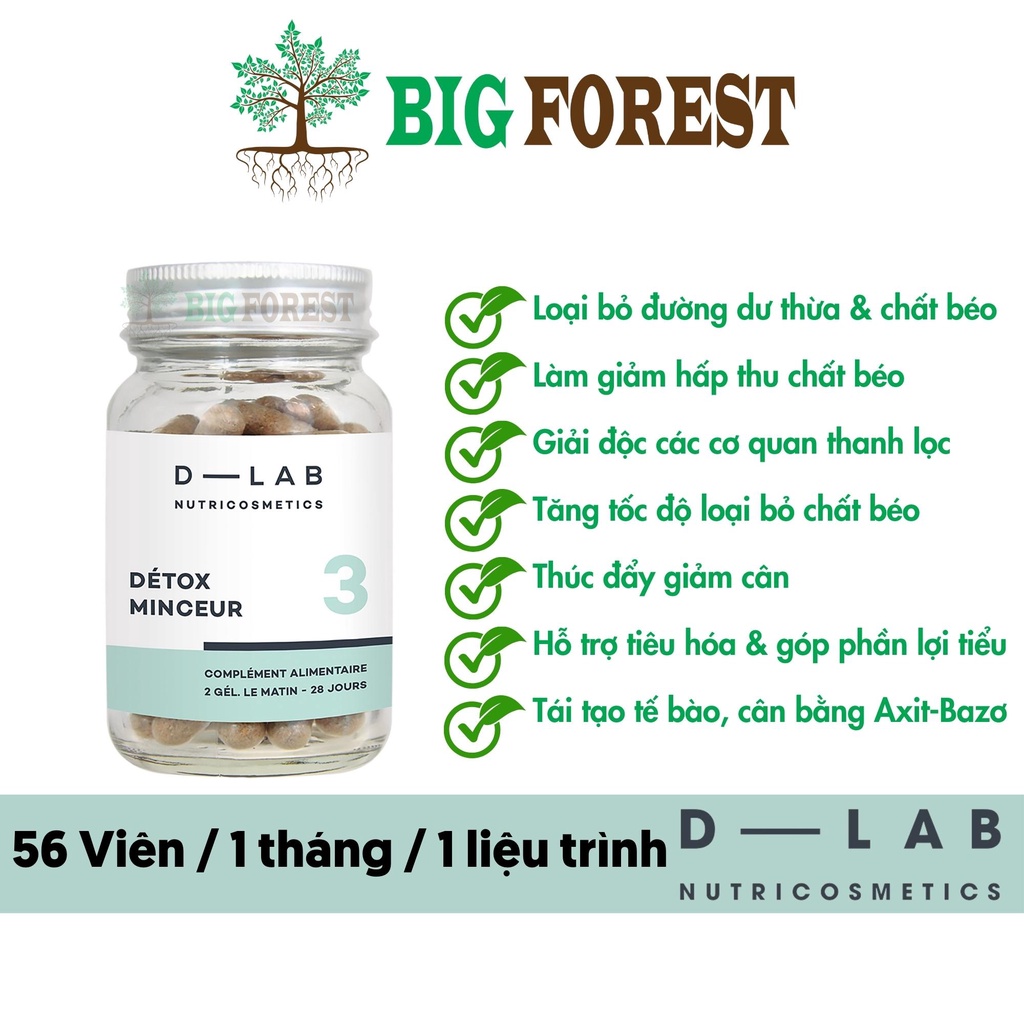 Viên hỗ trợ Giảm Cân, Thanh lọc và tăng tốc loại bỏ Chất Béo - Absolu Détox Minceur - Slimming Detox [D-LAB Pháp]