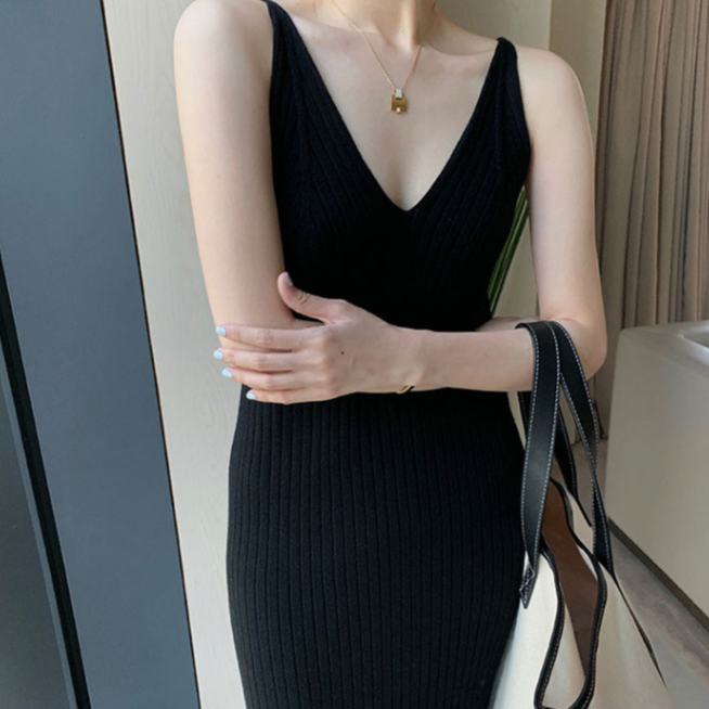 Đầm Dệt Kim Hai Dây Dáng Ôm Thời Trang Mùa Hè Cho Nữ