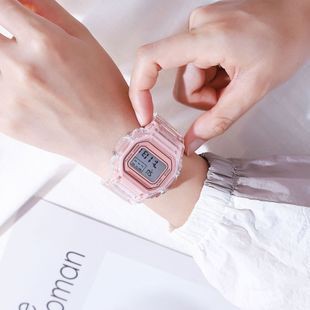 Đồng hồ thể thao nữ SPPORS viền trong suốt mặt chữ nhật dây cao su | BigBuy360 - bigbuy360.vn