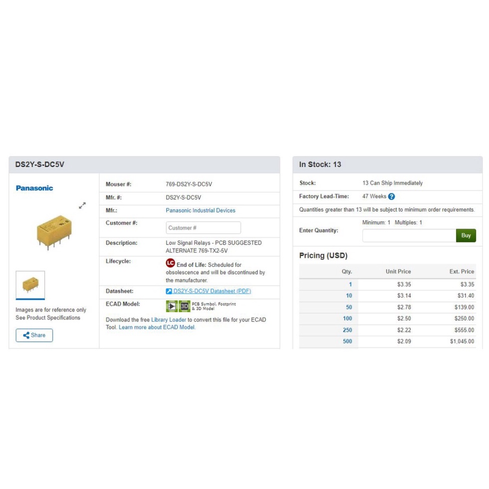 Relay 5V 8 Chân ds2y-s-dc5v chất lượng đảm bảo Pana AGY2329 - Shop Huyền Trang