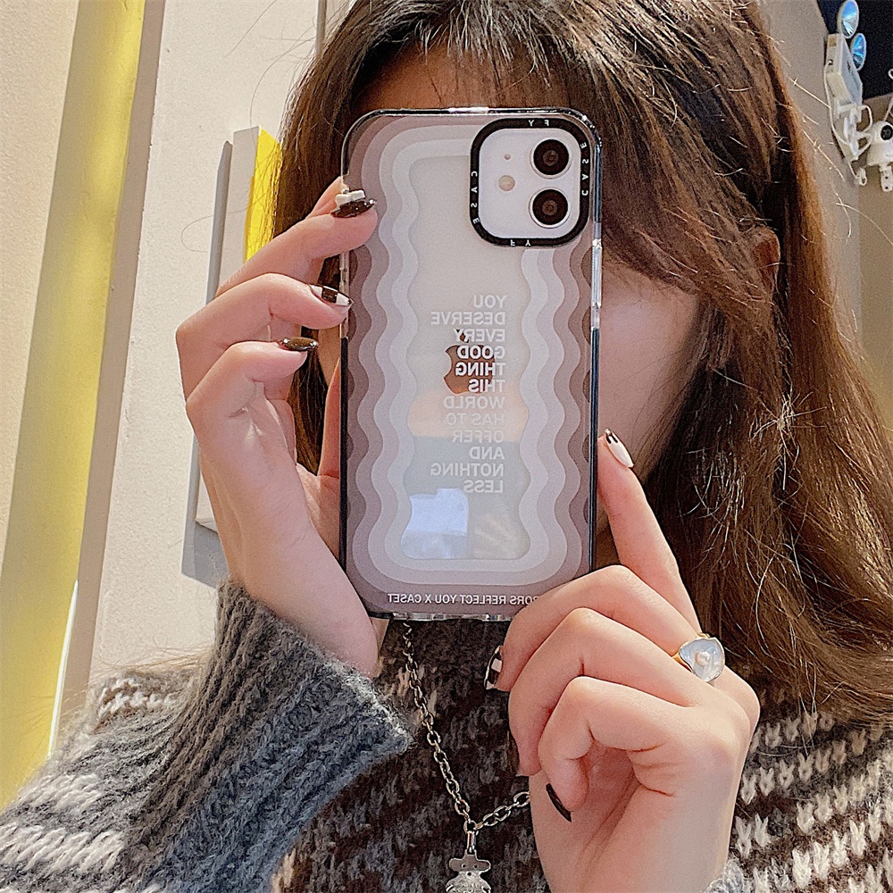 Ốp Điện Thoại Mềm Họa Tiết Lượn Sóng Màu Hồng Và Xám Cho iPhone 11 / 12 / 13 Promax 7 / 8 Plus / X / XR / Xs Max