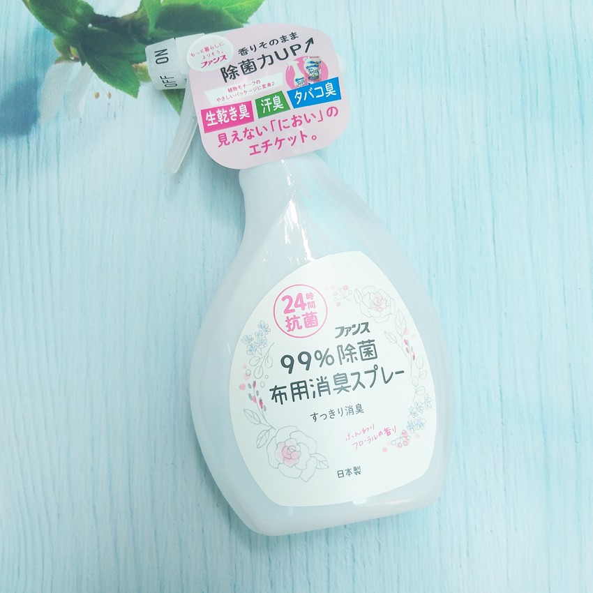 Xịt thơm và kháng khuẩn quần áo hương hoa 380ml (kháng khuẩn 24 giờ) hàng Nhật