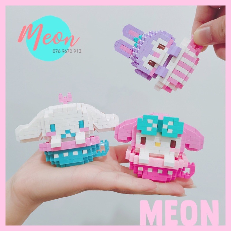 Xếp hình lego Chibi cute - Miniblock kitty, my melody, cinnamoroll, pompompurim chibi