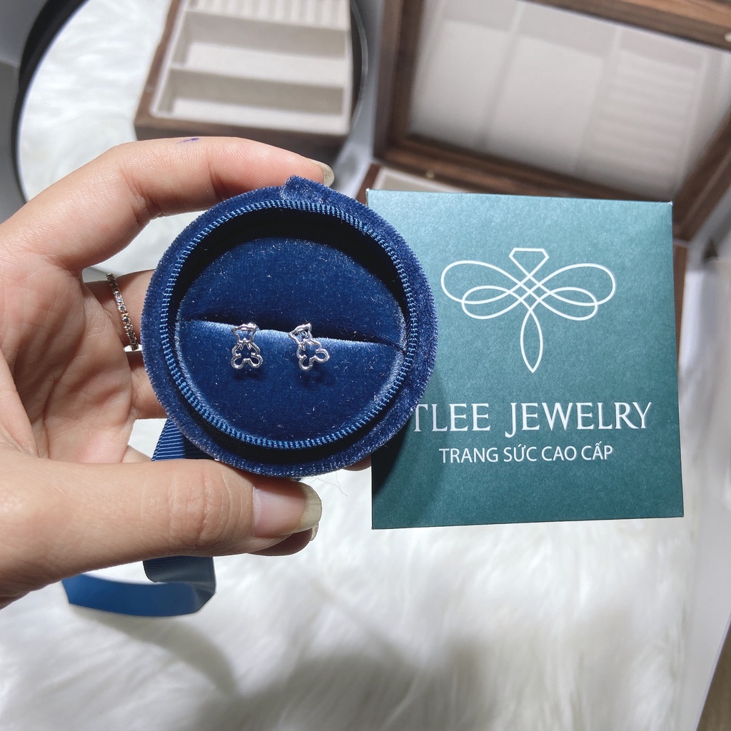 Khuyên tai bạc TLEE hình Gấu chốt bi vặn xinh xắn TleeJewelry B0303