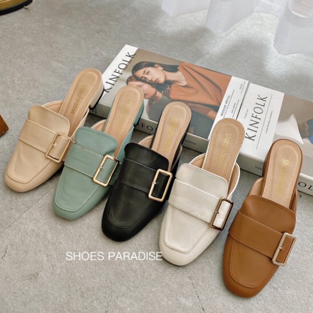 Giày sục nữ mũi vuông đẹp giày dép sục nữ hàn quốc SHOES PARADISE (PHỎM  BÉ NHÍCH LÊN 1 SIZE )