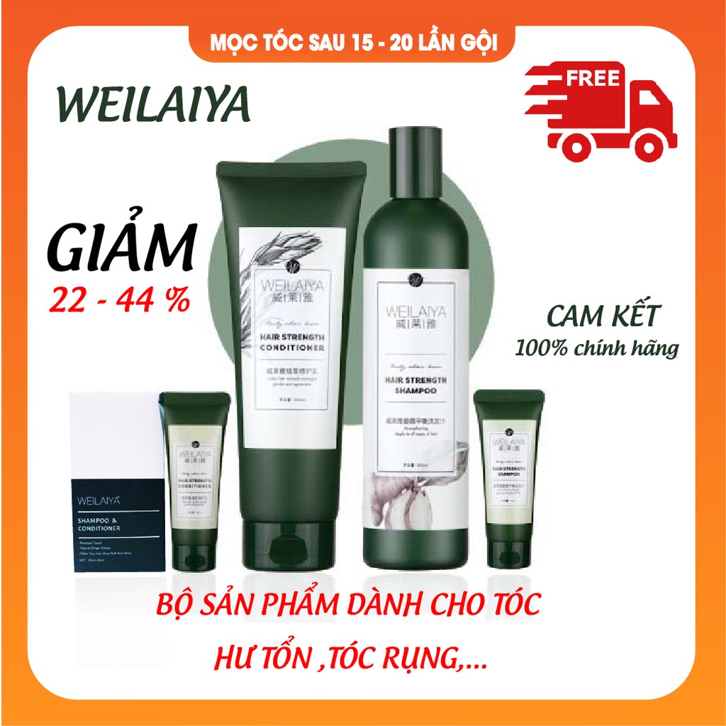 Bộ dầu gội xả gừng Weilaiya giảm rụng ngăn rụng kích mọc tóc.