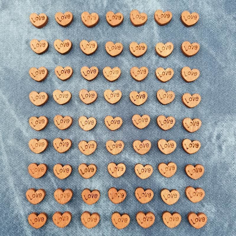 Set 100 Nút Gỗ Hình Trái Tim 14mm Làm Đồ Thủ Công Cho Bé
