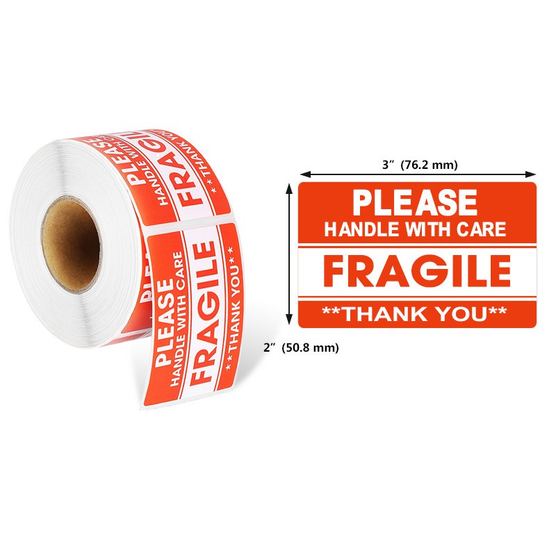 500pcs/roll Fragile label sticker Handle warning stickers carefully