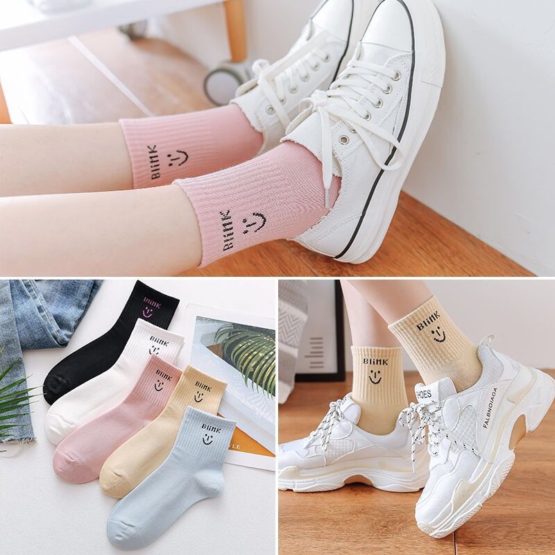 Cotton 10 Pcs/Set Random Color Unisex Japanese Korean Ins Style Funny Men Women Casual Cute Colorful Fashion Comfortable Breathable Ankle Short Sport Sock