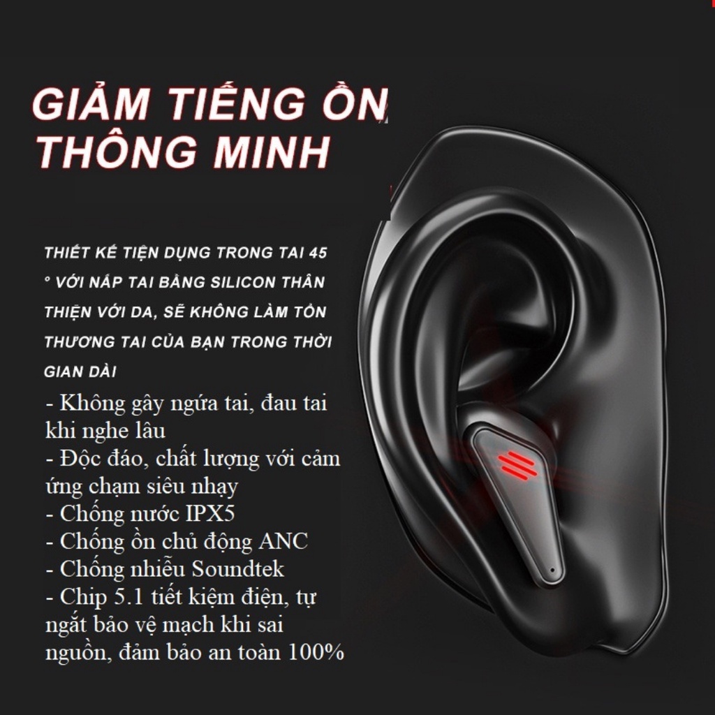 Tai nghe không dây gaming bluetooth Dogitek K98 ANC 2022 thiết kế gaming thể thao
