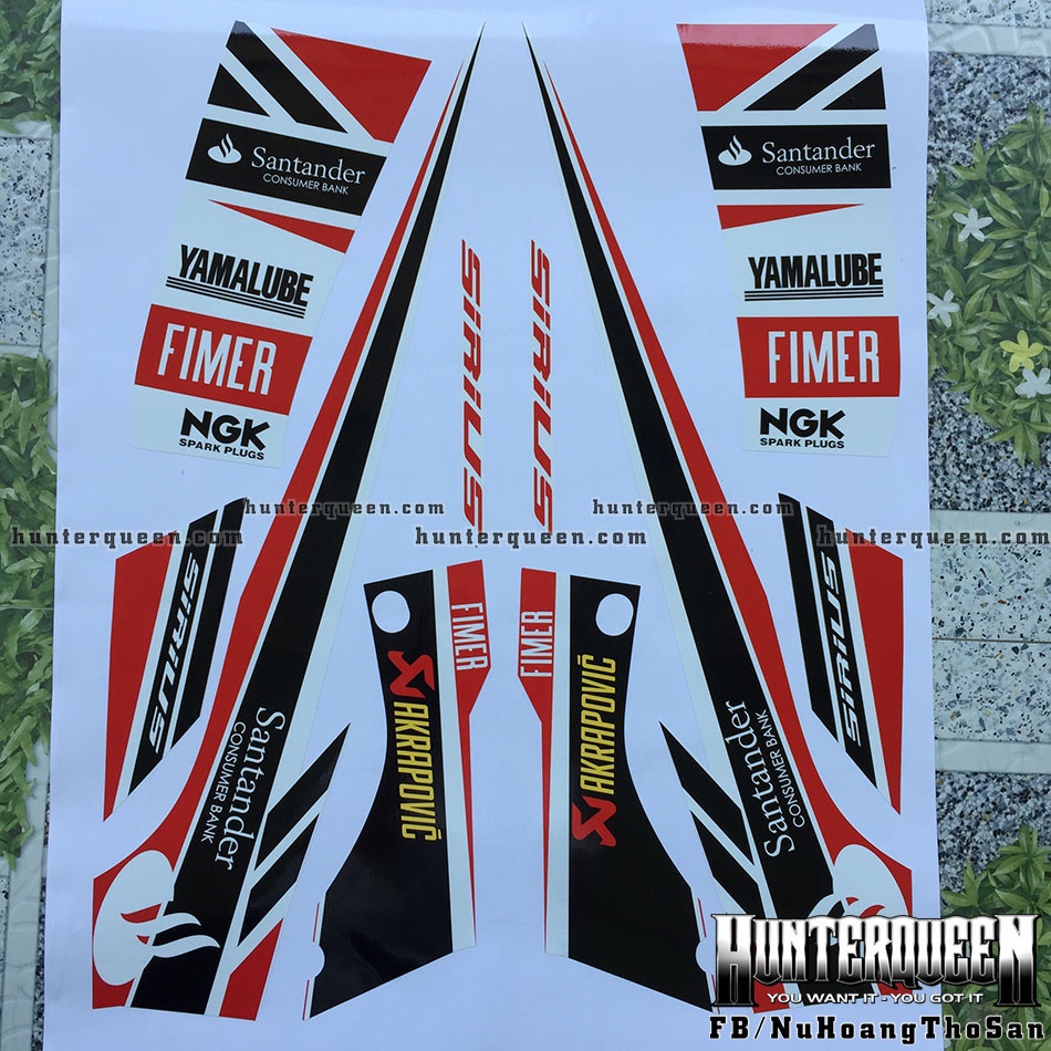 Tem rời Sirius - Santander trắng đỏ - Thiết kế theo yêu cầu, chỉnh sửa theo ý. Sắc nét, bền màu