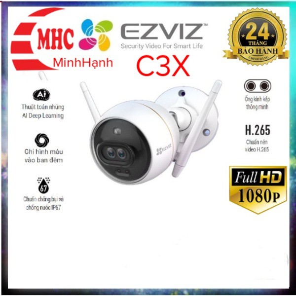 Camera IP Wifi Ngoài Trời Ezviz C3X Bản Mắt Kép Có Màu Ban Đêm Full HD 1080P đàm thoại 2 chiều chính hãng bh 2 năm