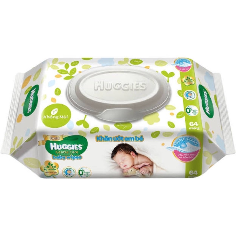 khăn ướt Huggies Gold 64 miếng không mùi