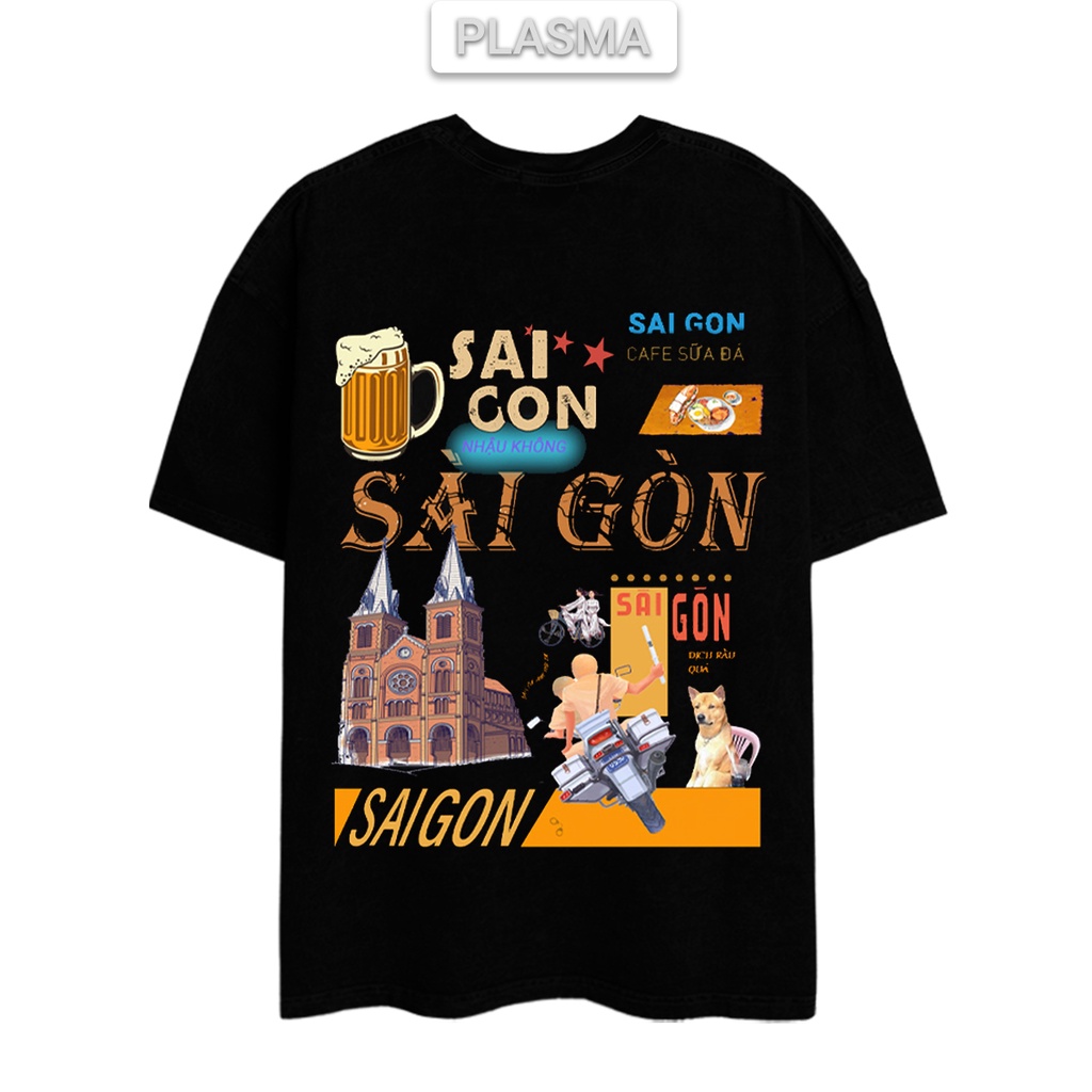Áo thun Unisex SÀI GÒN Tee phông nam nữ tay lỡ oversize form rộng