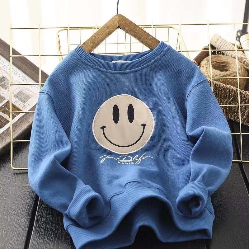 Áo Sweater chui đầu in hình mặt cười thời trang cho bé trai