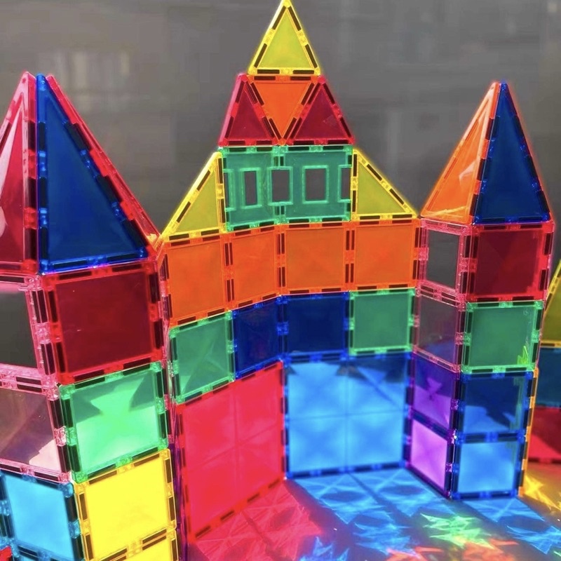 Đồ chơi xếp hình nam châm ánh sáng cầu vồng Mideer Colorful Magnetic Tiles cho bé từ 3 tuổi trở lên