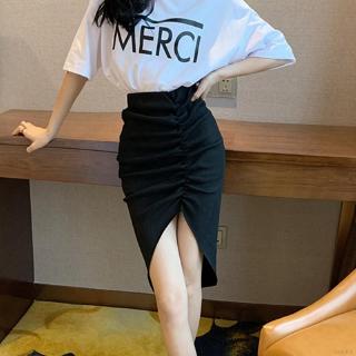 Chân váy midi lưng cao màu trơn