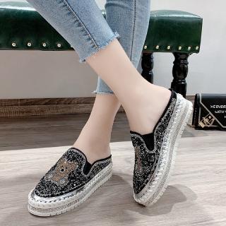 Dép Bít Mũi Đính Đá Lấp Lánh Thời Trang Cho Nữ