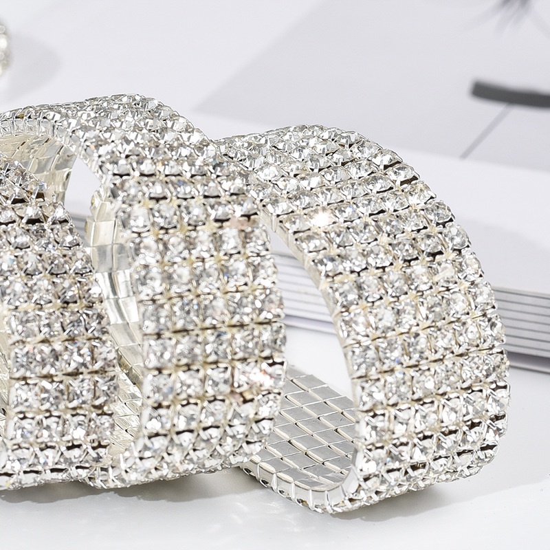 Vòng Tay Nhiều Lớp Đính Đá Pha Lê Lấp Lánh Sang Trọng Cho Nữ