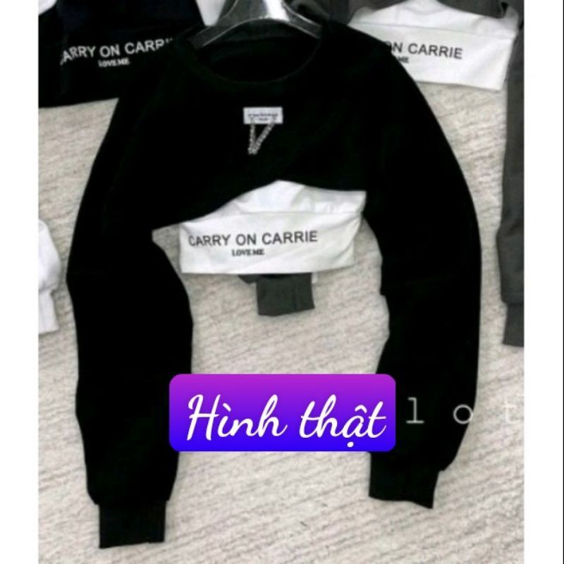 Áo croptop phối xích tay dài dáng lững ôm form tôn dáng sexy quyến rũ phong cách cá tính Hàn ảnh thật